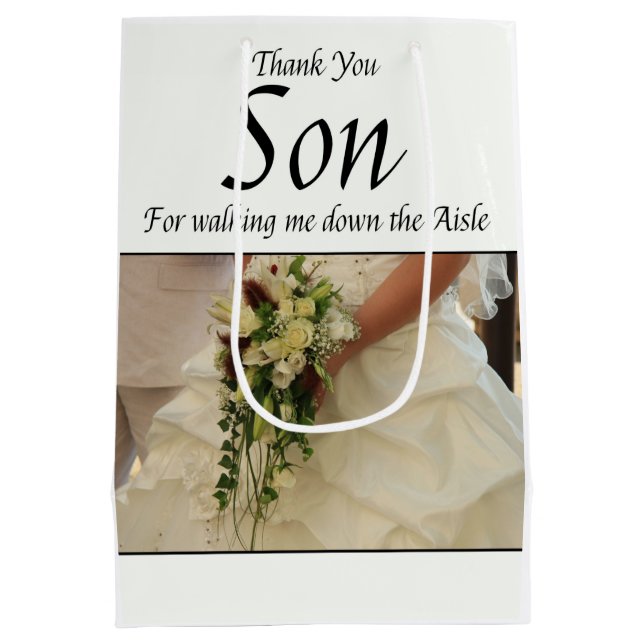 Son  Thanks for Walking me down Aisle Medium Gift Bag (Back)