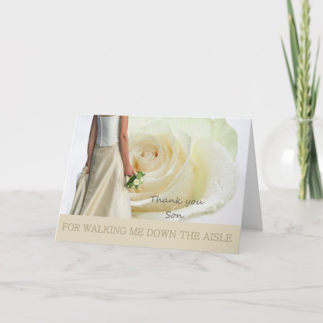 Son  Thanks for Walking me down Aisle Thank You Card (Front)