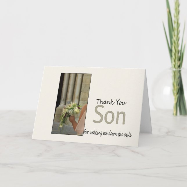 Son  Thanks for Walking me down Aisle Thank You Card (Front)