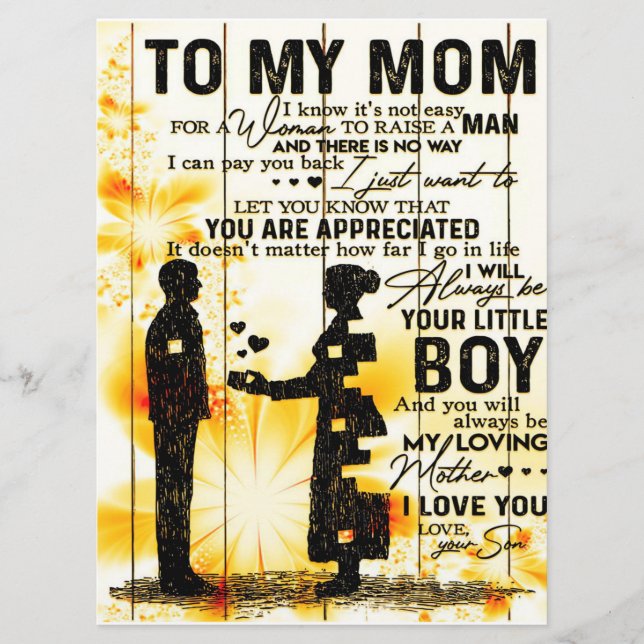 Son To Mom Gift For Mom, Mom Birthday Gift Idea Menu (Front)