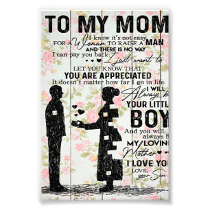 Son To Mom Gift For Mom, Mom Birthday Gift Idea Photo Print