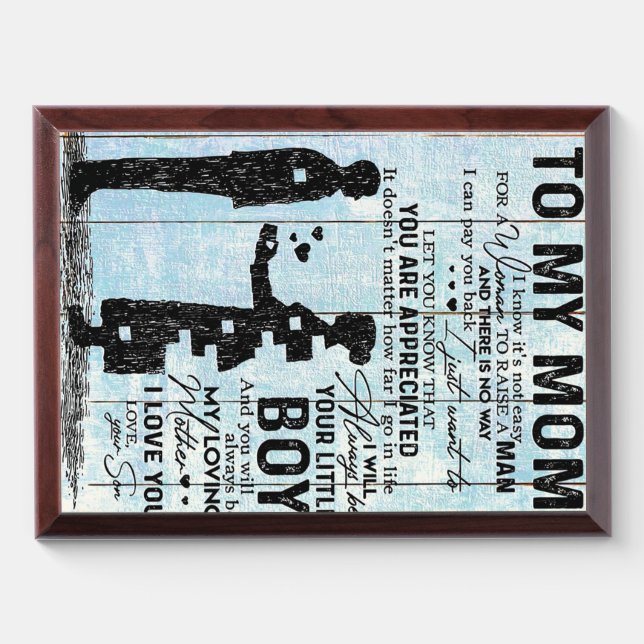 Son To Mom Gift, Personalize Letter To My Mom Gift Award Plaque (Horizontal)