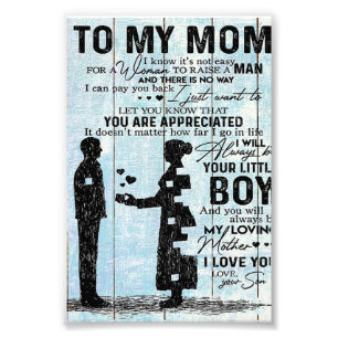 Son To Mom Gift, Personalize Letter To My Mom Gift Photo Print