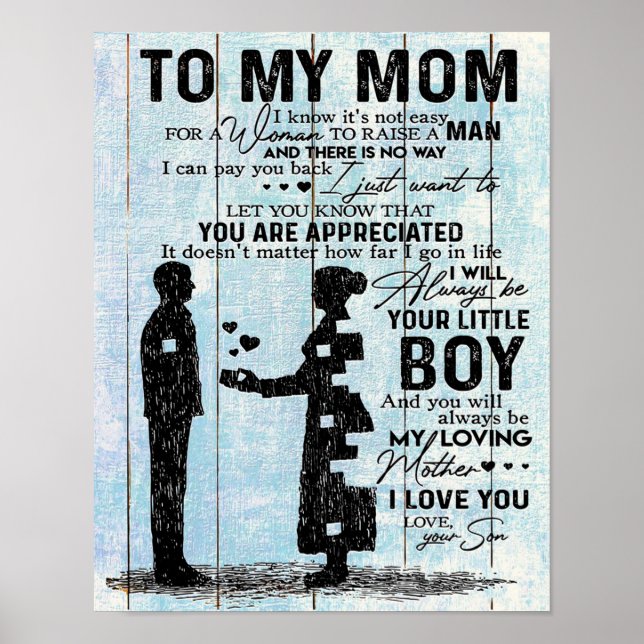 Son To Mom Gift, Personalize Letter To My Mom Gift Poster (Front)