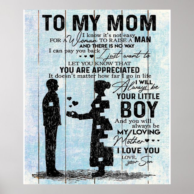Son To Mom Gift, Personalize Letter To My Mom Gift Poster (Front)
