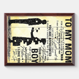 Son To Mom, Gift To My Mom, Mother's Day Gift Idea Award Plaque