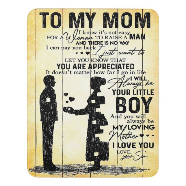 Son To Mom, Gift To My Mom, Mother's Day Gift Idea Door Sign (Contemporary Vert)