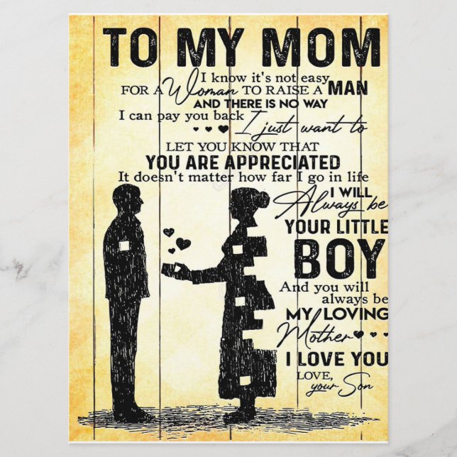 Son To Mom, Gift To My Mom, Mother's Day Gift Idea Menu (Front)