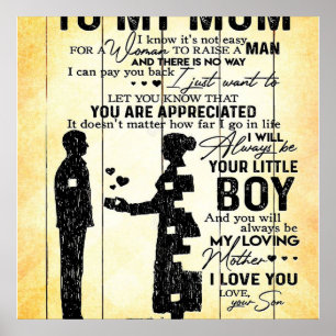 Son To Mom, Gift To My Mom, Mother's Day Gift Idea Poster