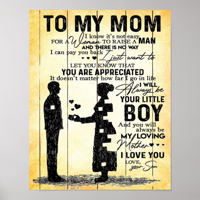 Son To Mom, Gift To My Mom, Mother's Day Gift Idea Poster (Front)