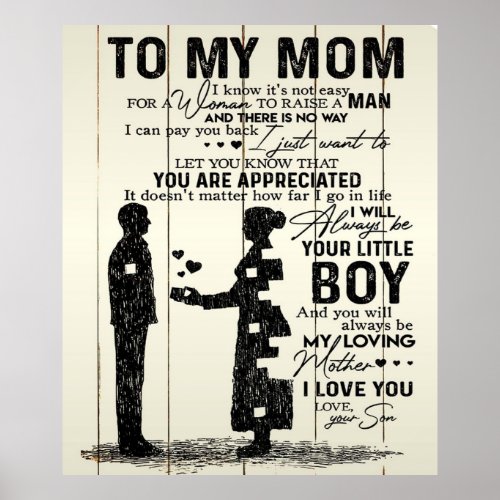 Son To Mom Vertical Poster  Lovely Gift