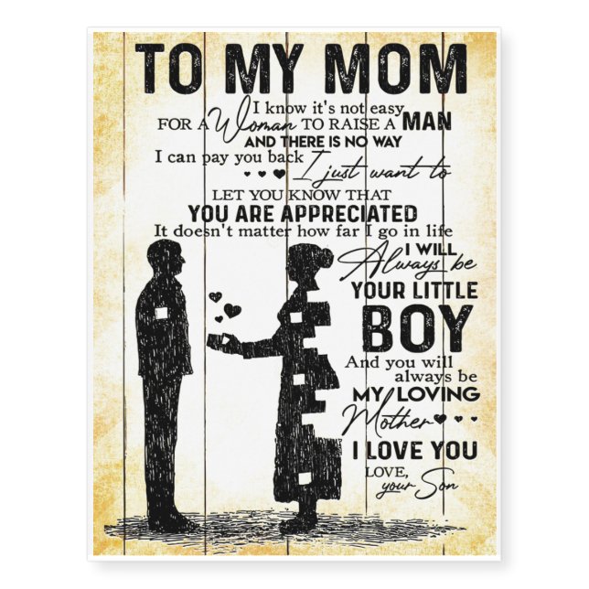 Son To My Mom Gift, Best Gift for Mom, Temporary Tattoos (Front)