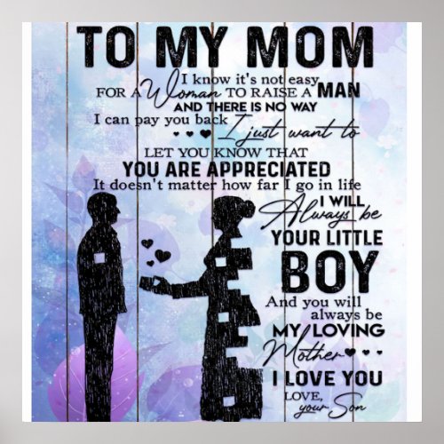 Son To My Mom Gift  Lovely Holiday Gift Poster