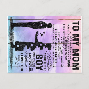 Son To My Mom Letter, Mother Birthday Gift Postcard