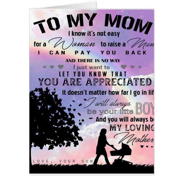 Son To My Mom Letter | New Home Present Card (Front)