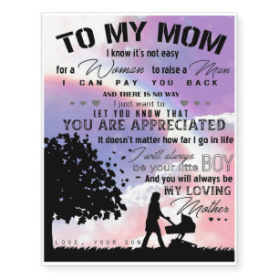 Son To My Mom Letter New Home Present Temporary Tattoos