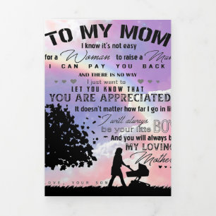 Son To My Mom Letter New Home Present Tri-Fold Announcement