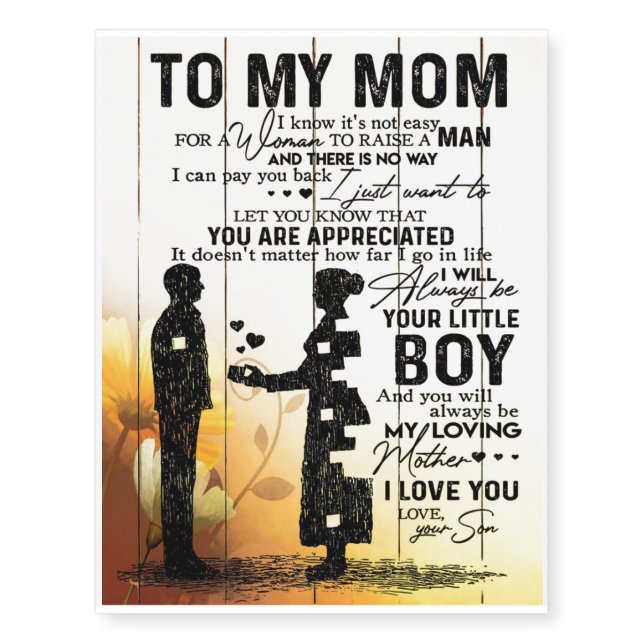 Son To My Mom Present | Cute Gift for Mommy Temporary Tattoos (Front)