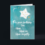 Son Tween or Teen Birthday Night Sky Bright Star Card<br><div class="desc">This card is specially designed for your son that he will surely appreciate it. A shining star on the front of this card to let your son know the he can shine brightly on his birthday or any other day.</div>