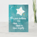 Son Tween or Teen Birthday Night Sky Bright Star Card<br><div class="desc">This card is specially designed for your son that he will surely appreciate it. A shining star on the front of this card to let your son know the he can shine brightly on his birthday or any other day.</div>