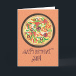 Son Tween Teen Pizza Birthday Card<br><div class="desc">Put a big laugh on your son’s face on his special day by giving him this funny pizza card to greet him happy birthday. Let him know that you love him to pizzas!</div>