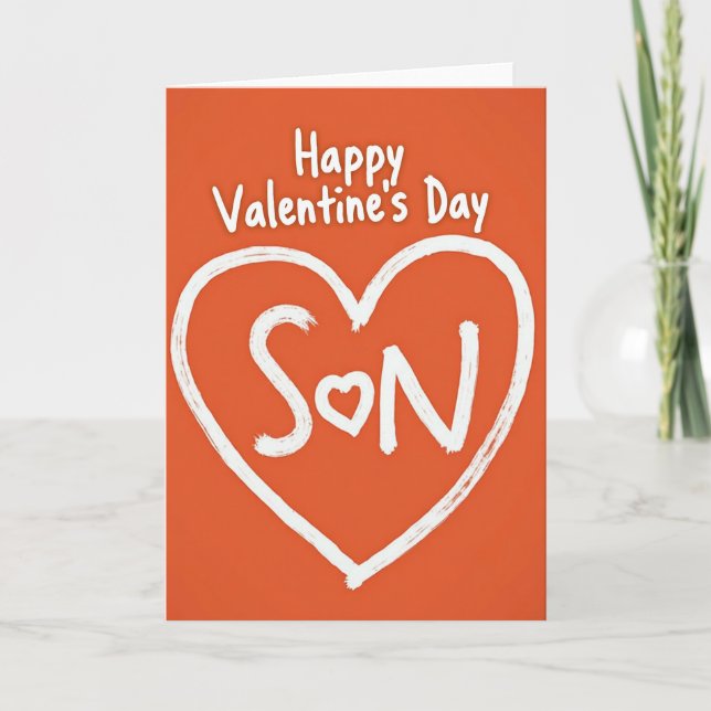 Son Valentines Brush Stroke Card (Front)
