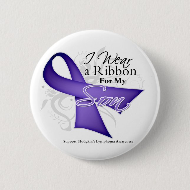 Son Violet Ribbon-  Hodgkins Lymphoma Pinback Button (Front)