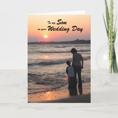 Son Wedding Day Card Sunset On Beach