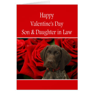 Son & Wife Glossy Grizzly Valentine Puppy Love Cards