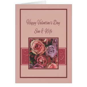 Son & Wife  Happy Valentine's Day Roses Cards