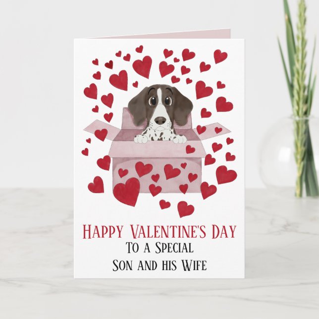 Son & Wife Puppy in Box Valentine's  Card (Front)
