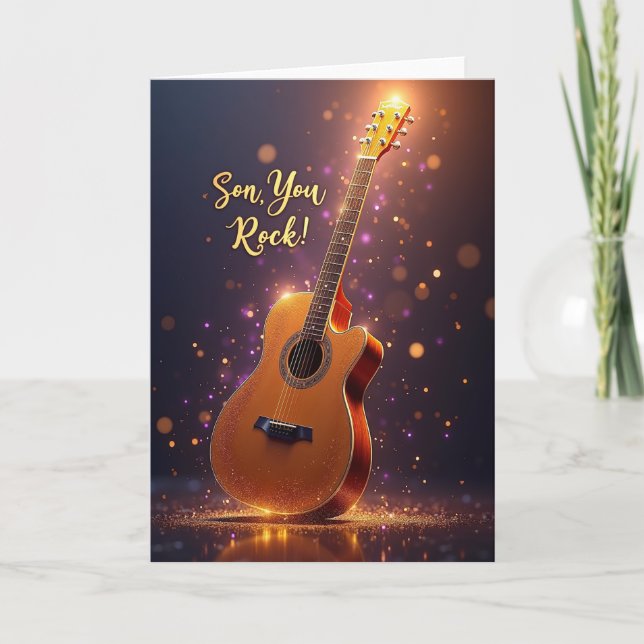 Son You Rock Guitar Sparkle Card (Front)