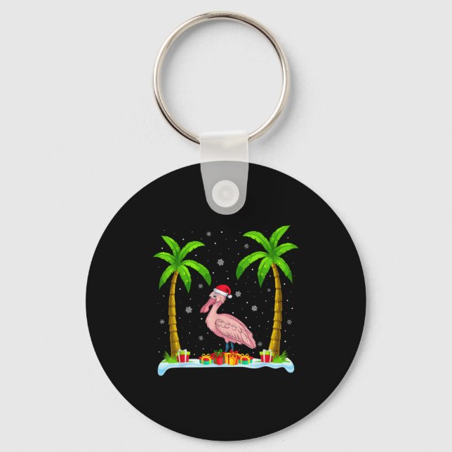 Sonbill Santa Hat Palm Tree Beach Xmas Pajama  Keychain (Front)