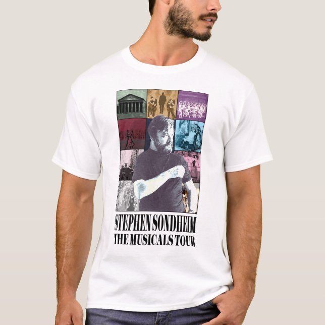 Sondheim Musicals Tour - Eras Tour Parody Merch T-Shirt (Front)