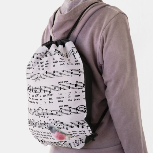 Song Bird and Music Drawstring Bag