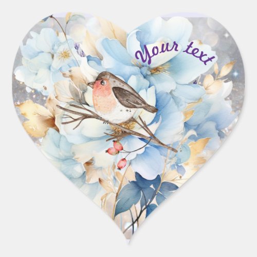 Song Bird  Flowers Heart Sticker