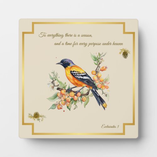 Song Bird Oriole Plaque Ecclesiastes 3