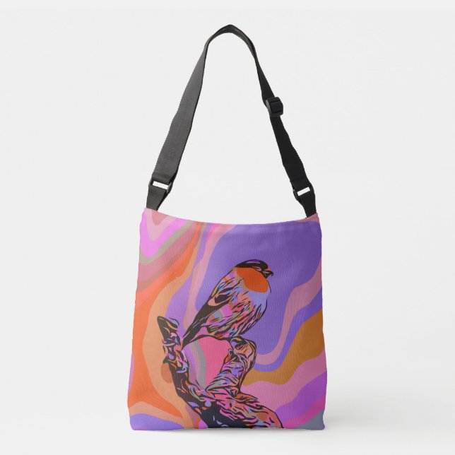 SONG BIRD RETRO COLOR ALL OVER PRINT TOTE (Front)