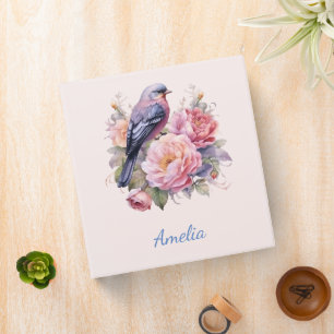 Song Bird Standing atop Pink Peonies 3 Ring Binder