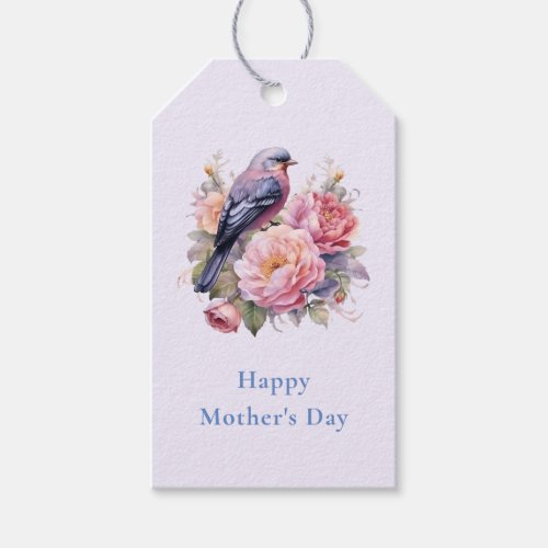 Song Bird Standing atop Pink Peonies Mother's Day Gift Tags