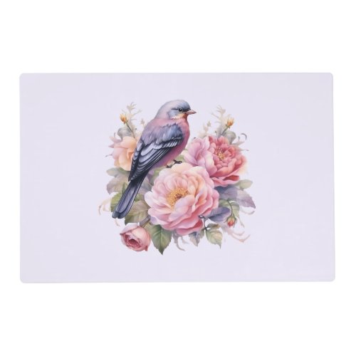 Song Bird Standing atop Pink Peonies Placemat