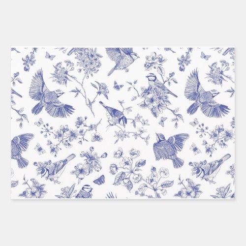 Song Bird Toile Wrapping Paper Sheets