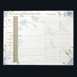 Song Birds Floral Weekly Personalized Meal Planner Notepad<br><div class="desc">You can personalize the name on this handy blue, green, brown, and white song birds leafy floral personalized weekly menu plan or meal planner calendar tear away notepad. Just fill it in each week and then tear it away to get to the next blank week. It includes meal planning for...</div>