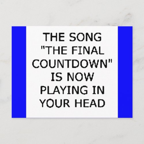 song final countdown now playing your head postcard