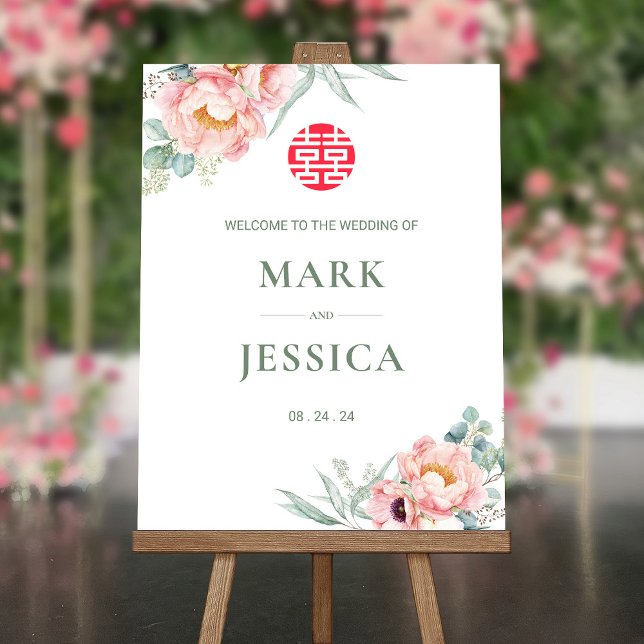 Song Hy Peonies Eucalyptus Wedding Welcome Sign (Creator Uploaded)