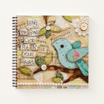 Song In Your Heart Bird Custom Spiral Notebook by JustBeeNMeBoutique at Zazzle