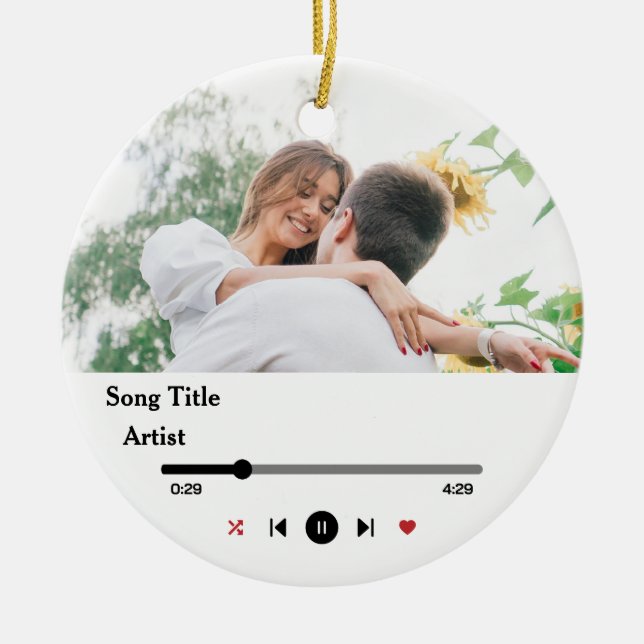 Song Lyrics Custom 2 Photos For The Couple Ceramic Ornament (Front)