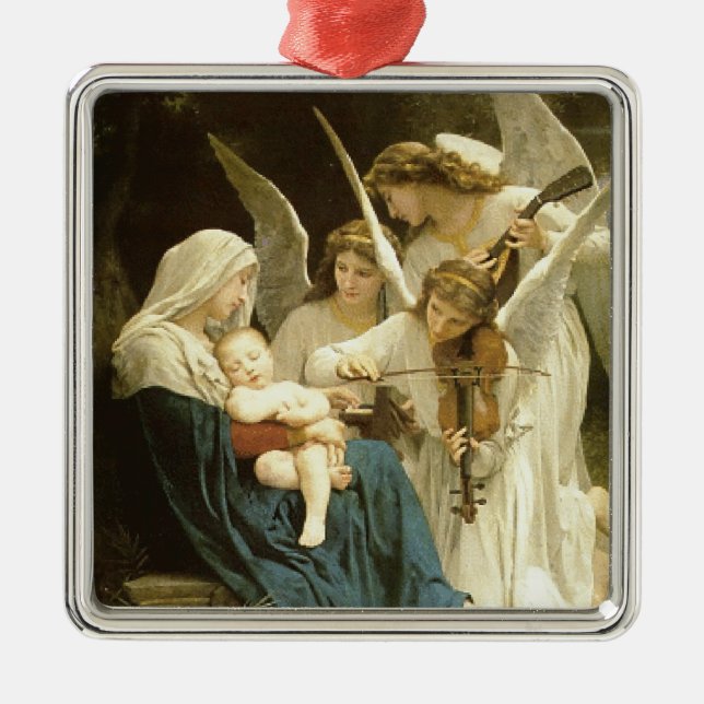 Song of Angels Christmas Nativity Jesus Manger Metal Ornament (Front)