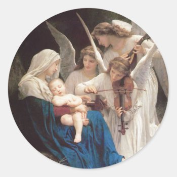 Song Of Angels  William-adolphe Bouguereau Classic Round Sticker by mistyqe at Zazzle