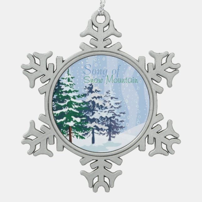 Song of Snow Mountain Pewter Snowflake Ornament (Front)